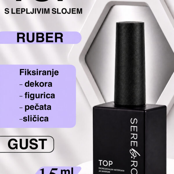 Top sa lepljivim slojem 'Rubber' za gel & gel lak 15ml